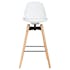 Chaise de Bar assise en PU blanc et pieds bois naturel avec support pieds 50x50xH104,5cm