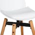 Chaise de Bar assise en PU blanc et pieds bois naturel avec support pieds 50x50xH104,5cm