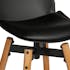 Chaise de Bar assise en PU noir et pieds bois naturel avec support pieds 50x50xH104,5cm