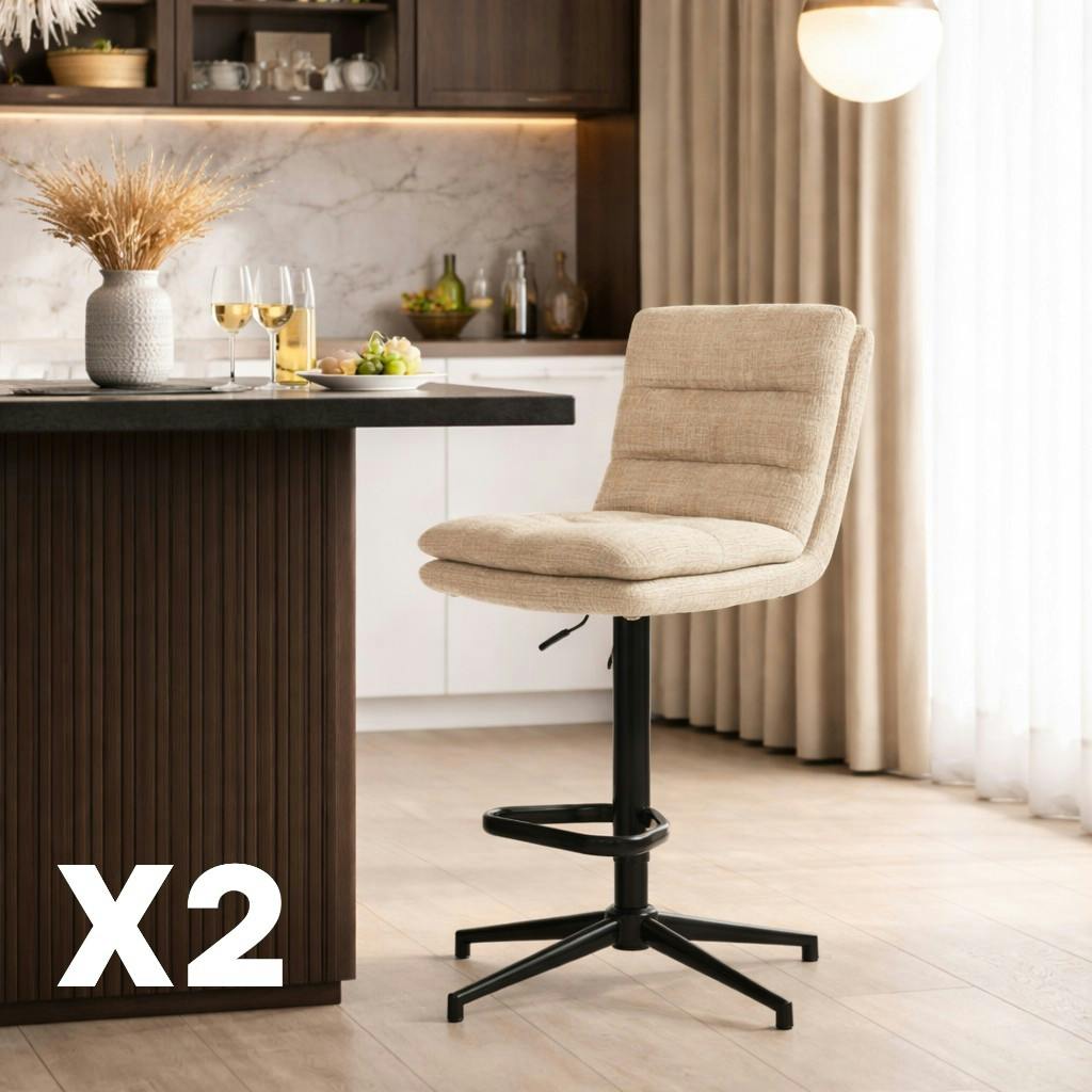 Chaise de bar beige réglable en hauteur (x2) PALERME