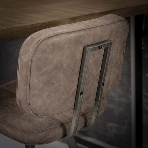 Chaise haute de bar capitonnee marron avec dossier style vintage