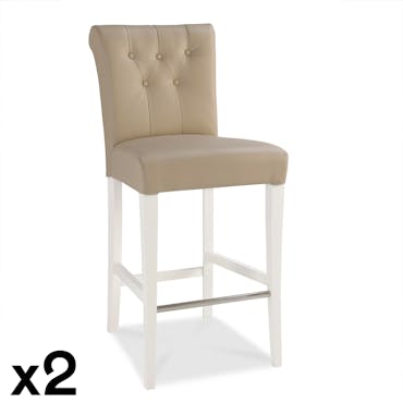 Chaise de bar capitonnée ivoire (lot de 2) PORTSMOUTH