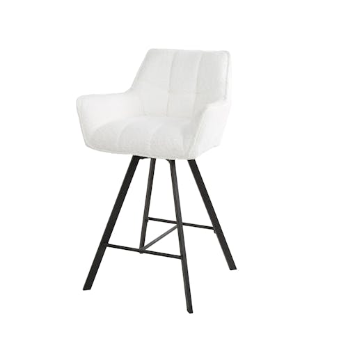 Chaise de bar confortable en bouclette blanche avec fonction pivotante (lot de 2) MELBOURNE