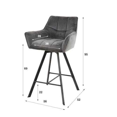 Chaise de bar confortable en bouclette blanche avec fonction pivotante (lot de 2) MELBOURNE