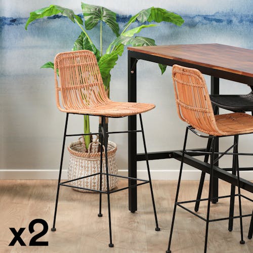 Chaise de bar en rotin (lot de 2)