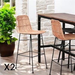 Chaise de bar en rotin (lot de 2)