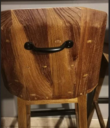 Chaise haute de bar avec dossier bois naturel style exotique