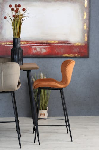 Chaise de bar en velours brique style moderne (lot de 2) MELBOURNE