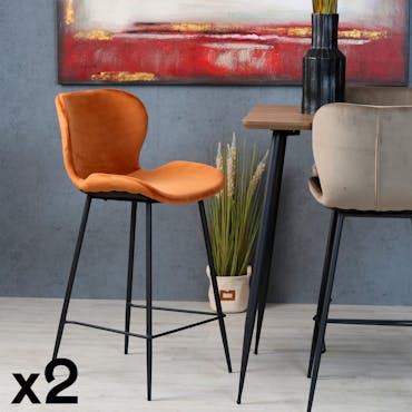  Chaise de bar en velours brique style moderne (lot de 2) MELBOURNE