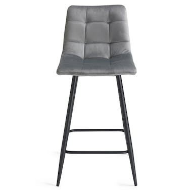 Chaise de bar en velours gris motif carreaux (lot de 2) ALTA