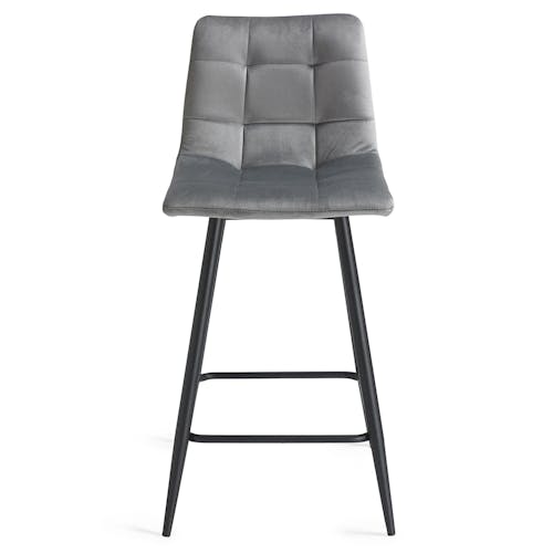 Chaise de bar en velours gris motif carreaux (lot de 2) ALTA