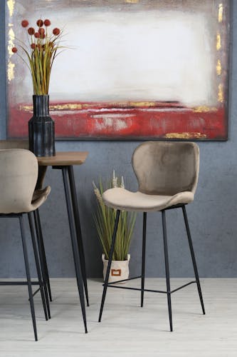 Chaise de bar en velours gris style moderne (lot de 2) MELBOURNE