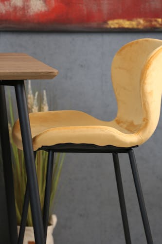 Chaise de bar en velours jaune style moderne (lot de 2) MELBOURNE