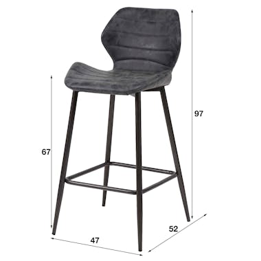 Chaise haute de bar tissu gris pied metal style contemporain