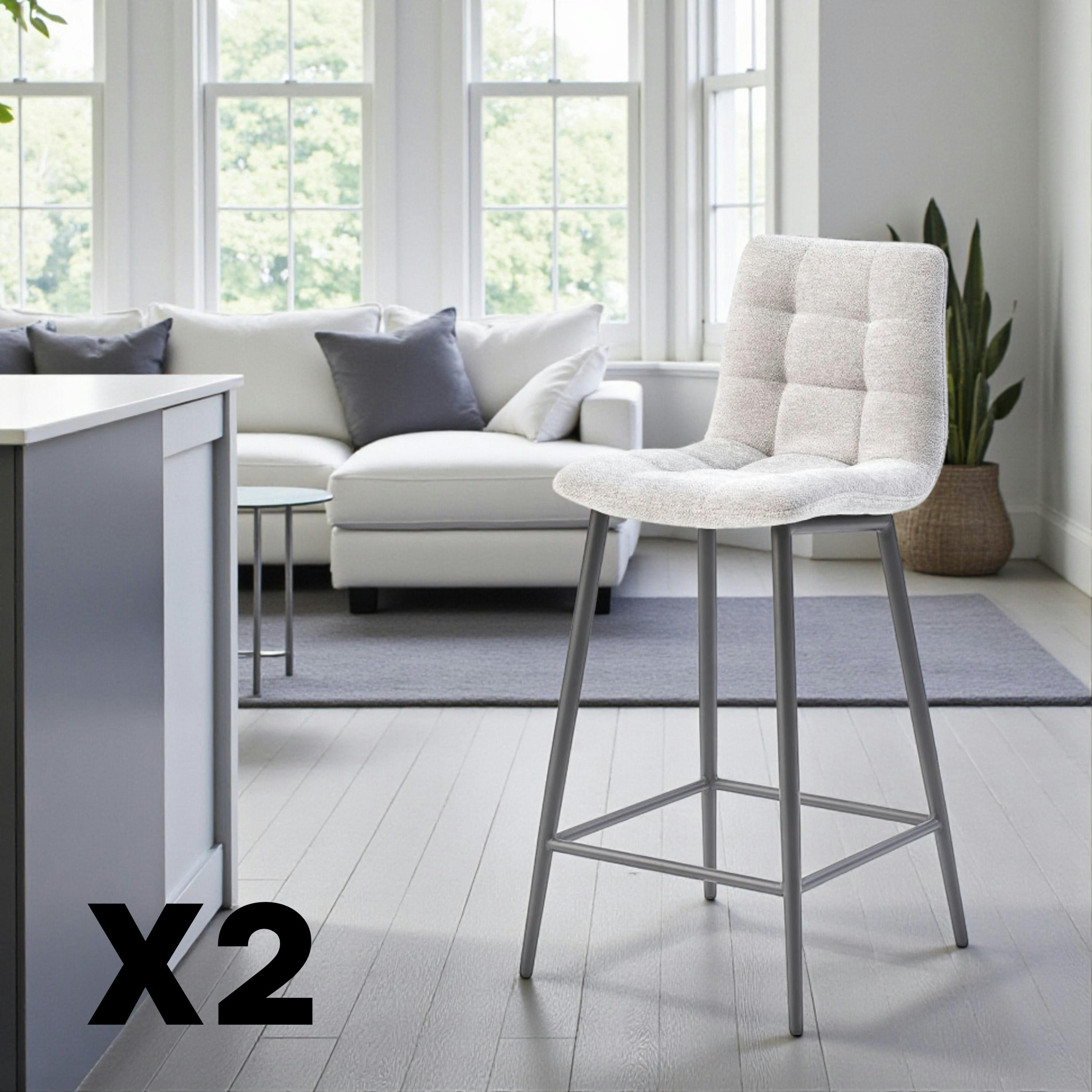 Chaise de bar grise motif damier (lot de 2) LOMBARDIE