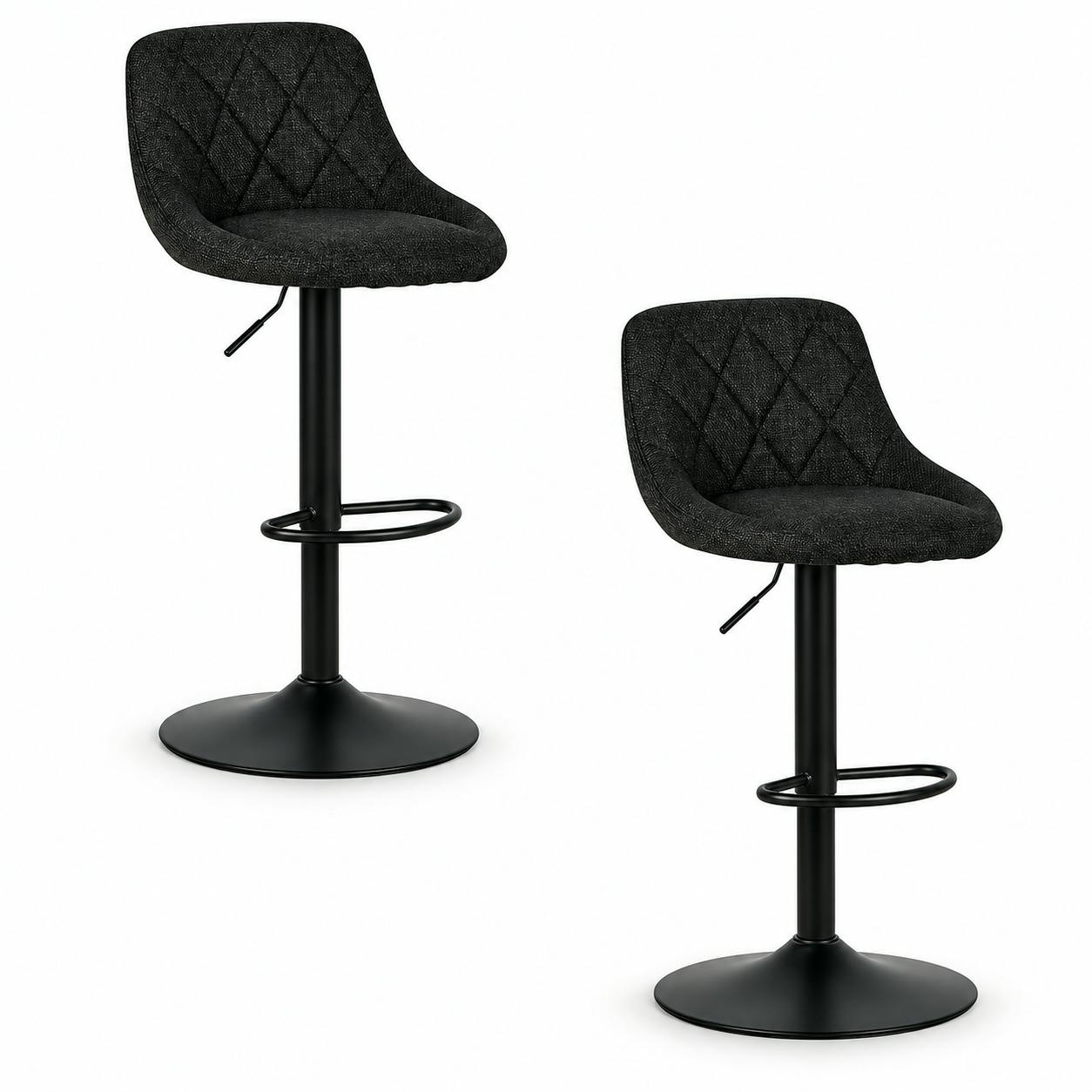 Chaise de bar hauteur réglable tissu noir (lot de 2) MALMOE