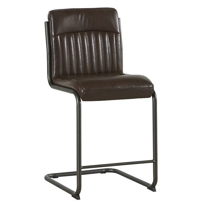 Chaise haute de bar marron avec rembourrage et pied metal style scandinave