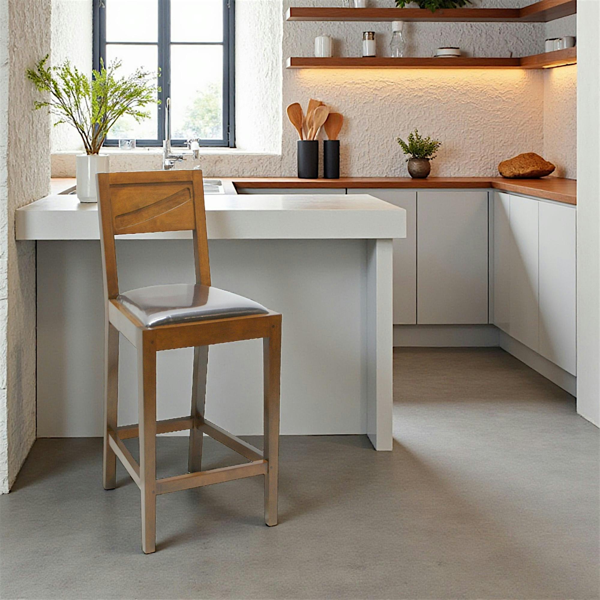 Chaise de bar Hévéa assise mousse 42x46x97cm NIAGARA