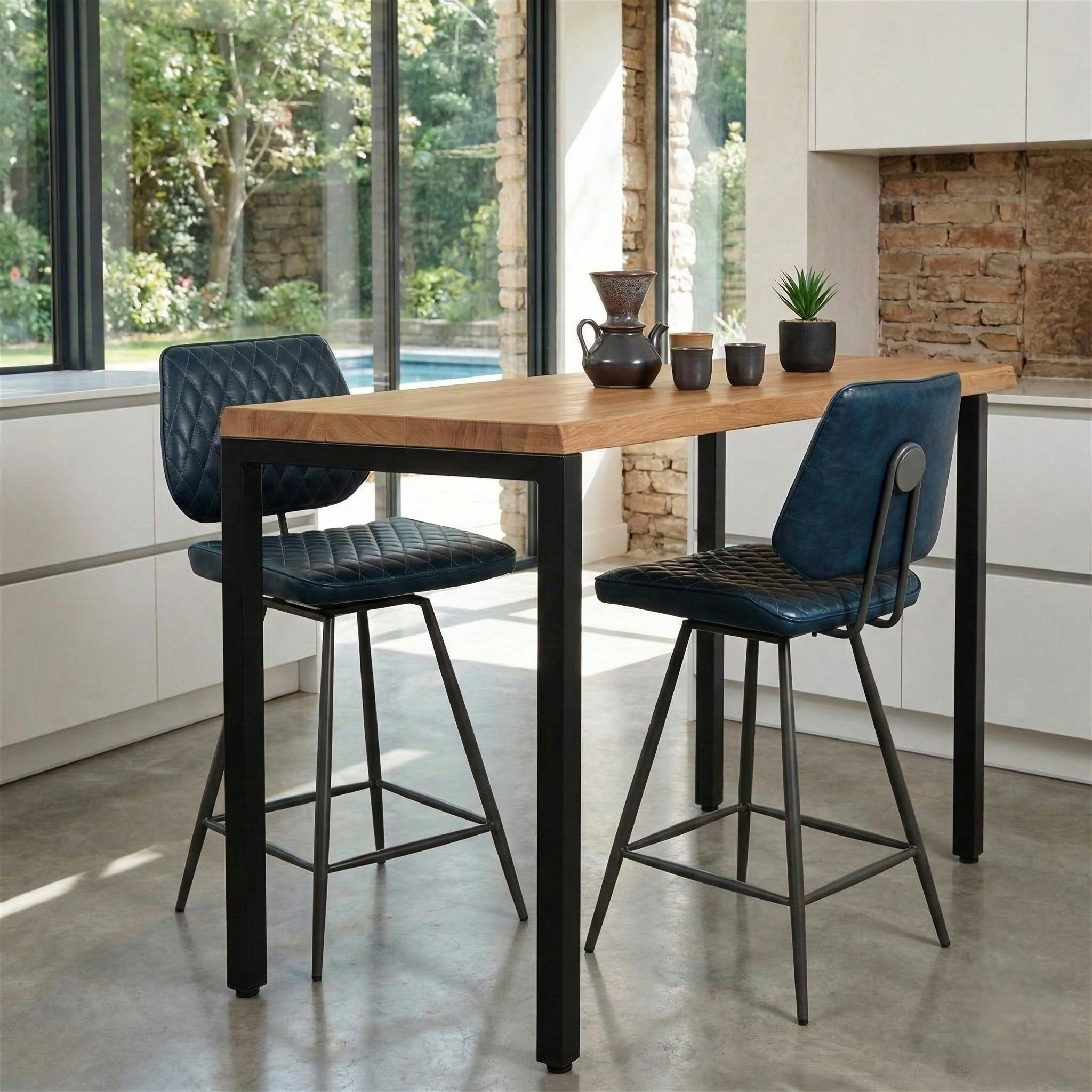 Chaise de bar industrielle bleu foncé SALERNE