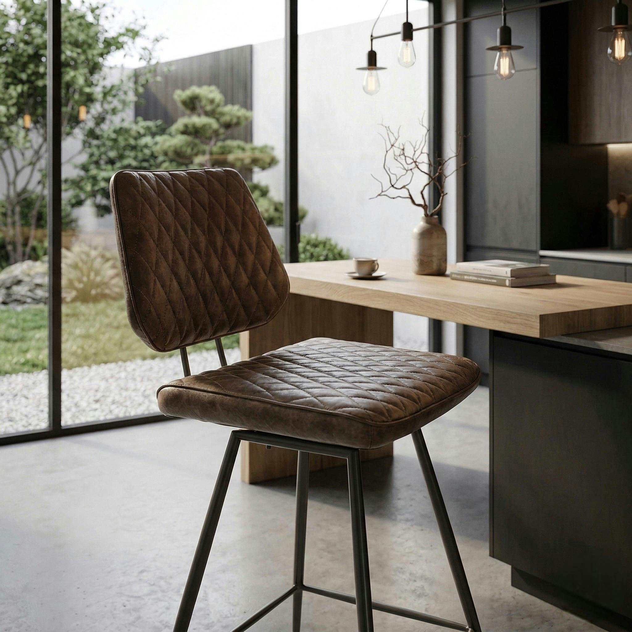 Chaise de bar industrielle marron SALERNE