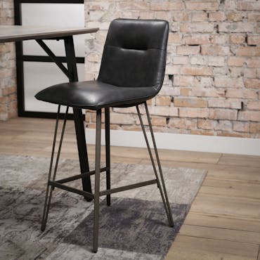  Chaise haute de bar noire style contemporain assise rembouree
