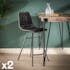 Chaise de bar industrielle piqure losange effet used gris (lot de 2) JAVA