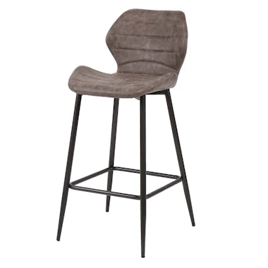 Chaise haute de bar tissu marron pied metal style contemporain