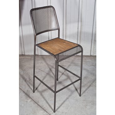  Chaise haute de bar en metal recycle et bois de style industriel