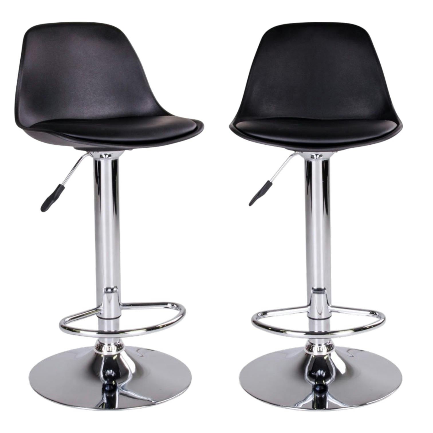 Chaise de bar moderne pivotante, pied chromé (lot de 2)