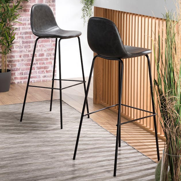 Chaise de bar noir TIM (lot de 2) | Tabourets de bar / Chaises de bar