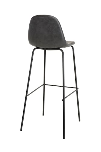 Chaise haute de bar en simili noir pied metal style vintage