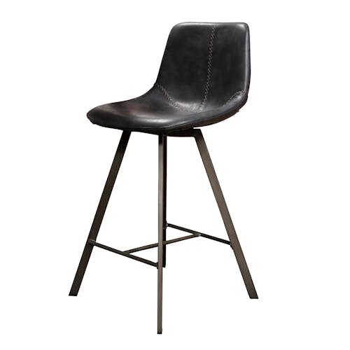Chaise haute de bar noire style vintage pied metal en etoile