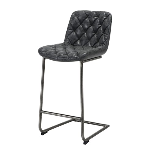 Chaise haute de bar rembouree noire avec pied metal style contemporain