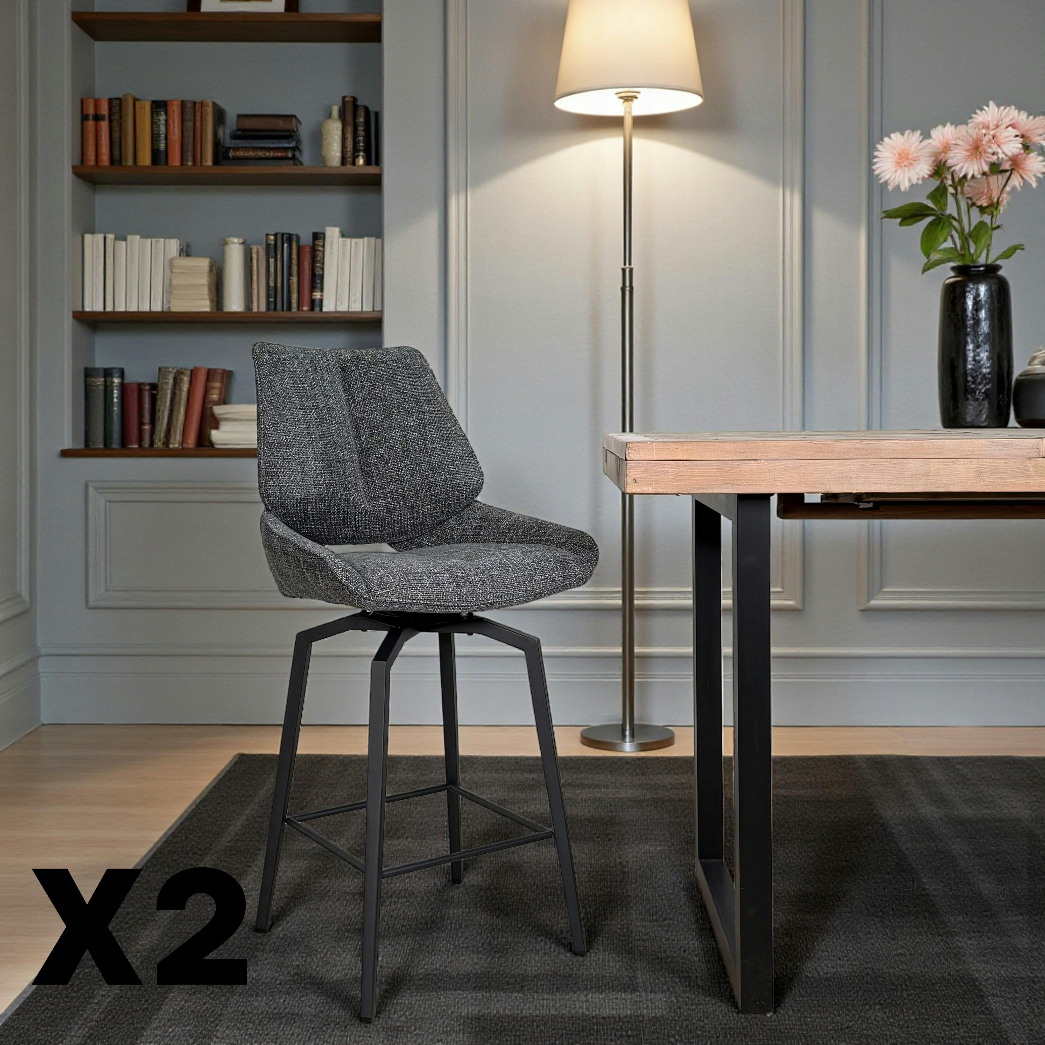 Chaise de bar pivotante anthracite assise baquet (lot de 2) LIGURIE