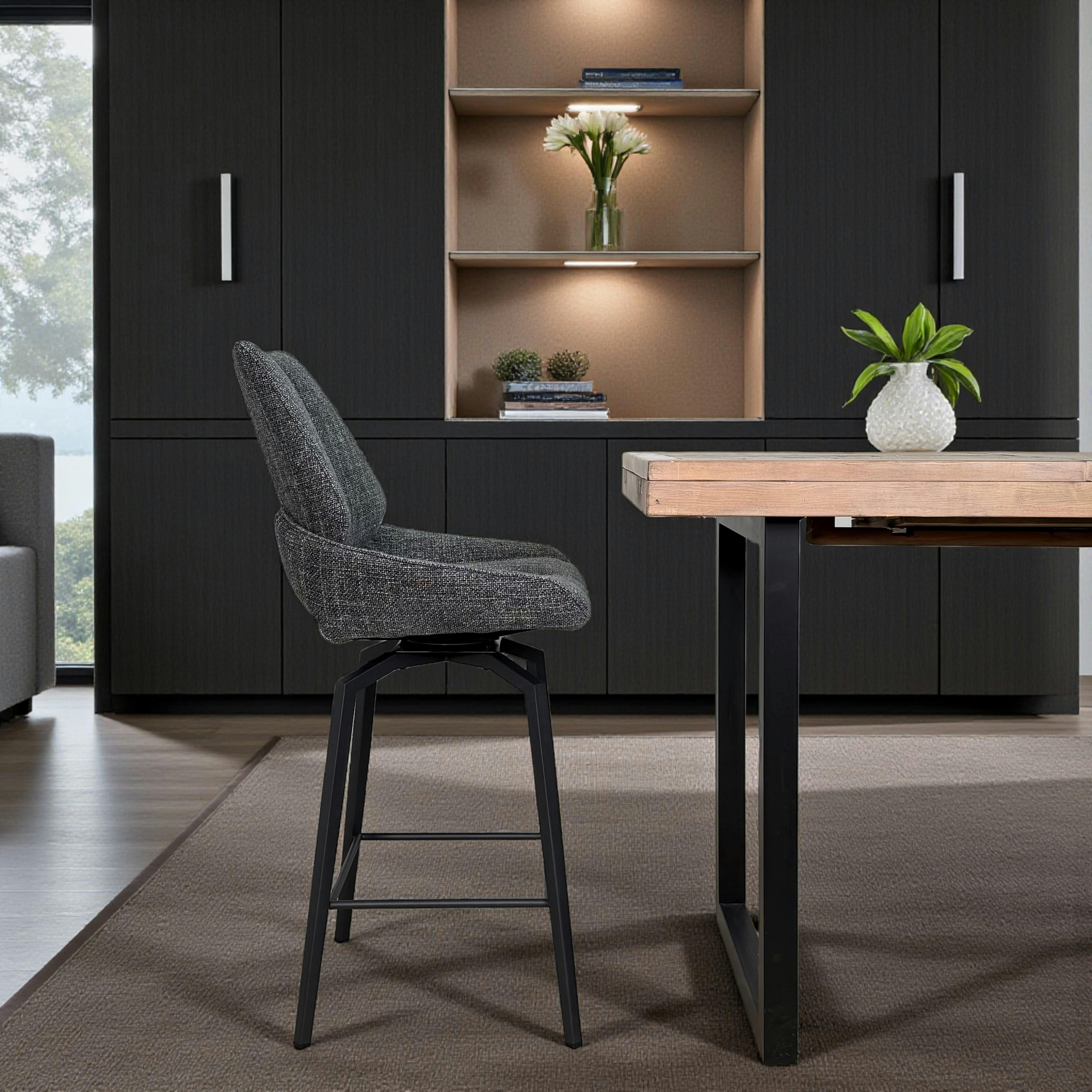 Chaise de bar pivotante anthracite assise baquet (lot de 2) LIGURIE