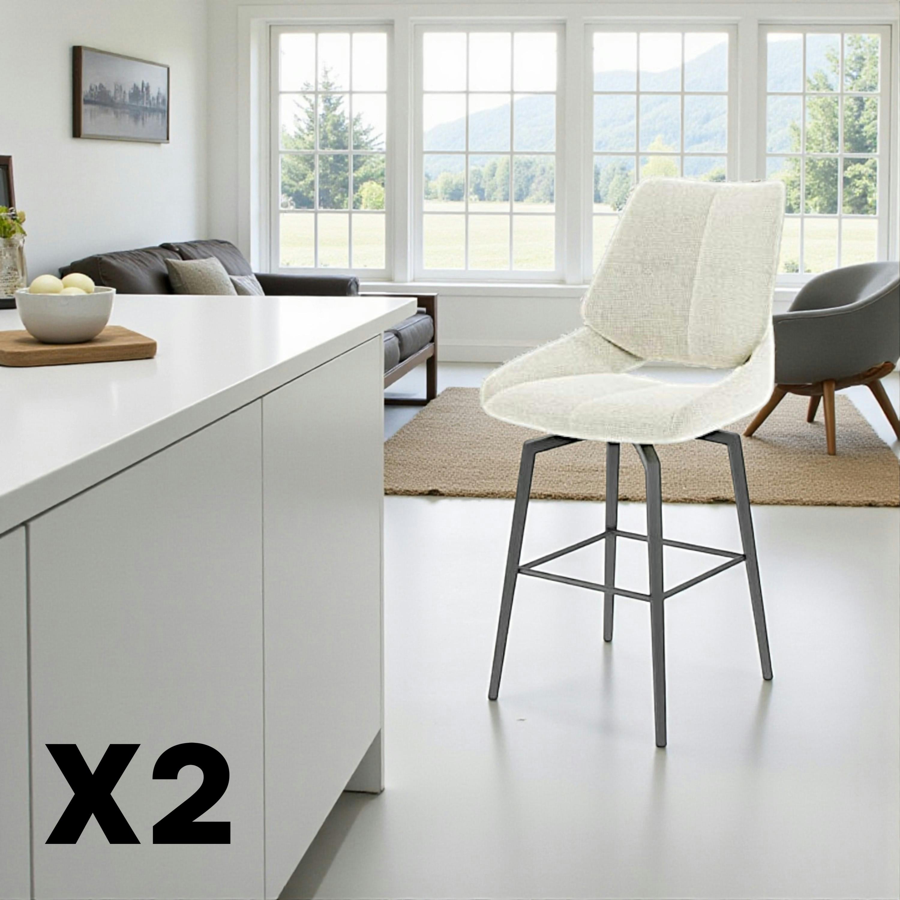 Chaise de bar pivotante beige assise baquet (lot de 2) LIGURIE