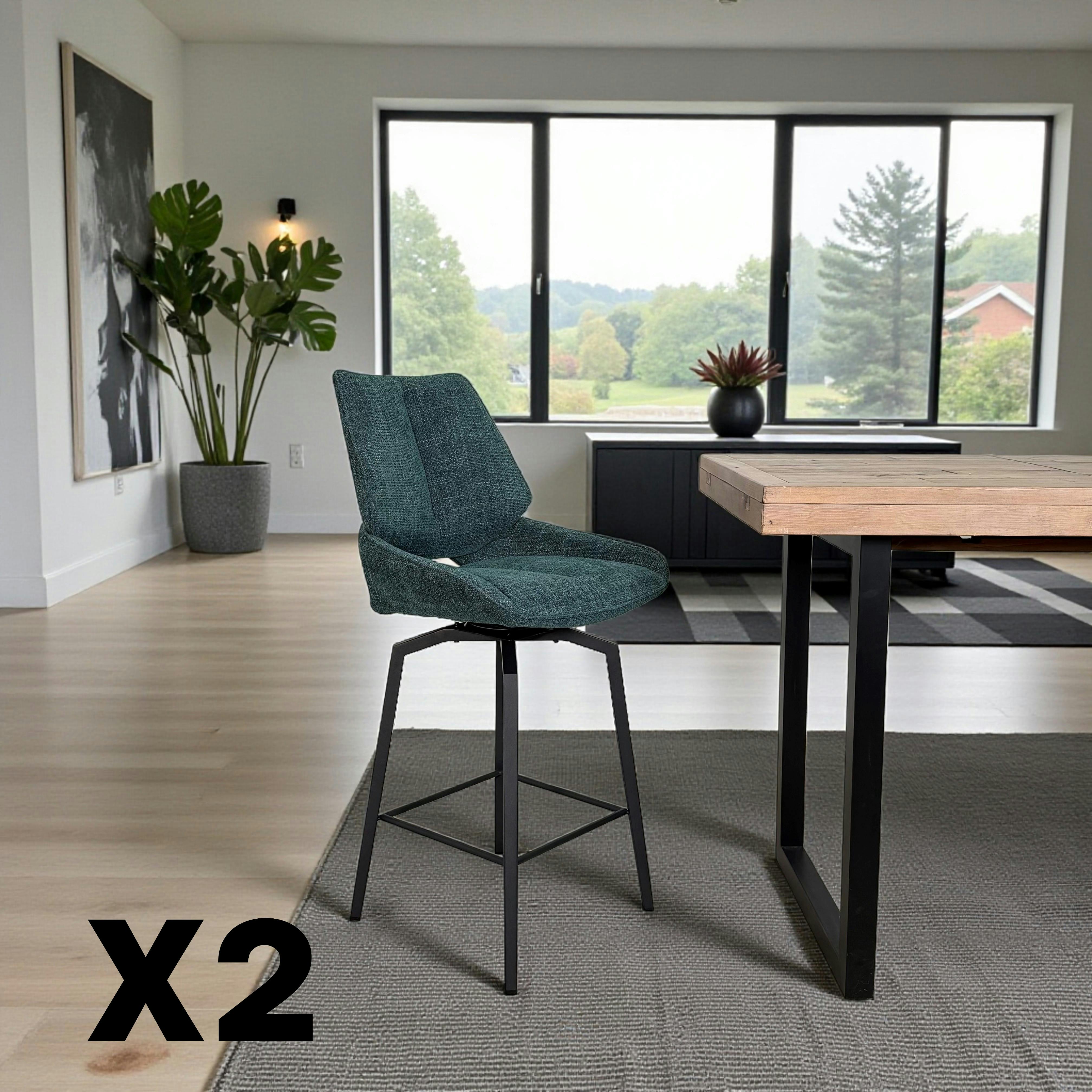 Chaise de bar pivotante bleue assise baquet (lot de 2) LIGURIE