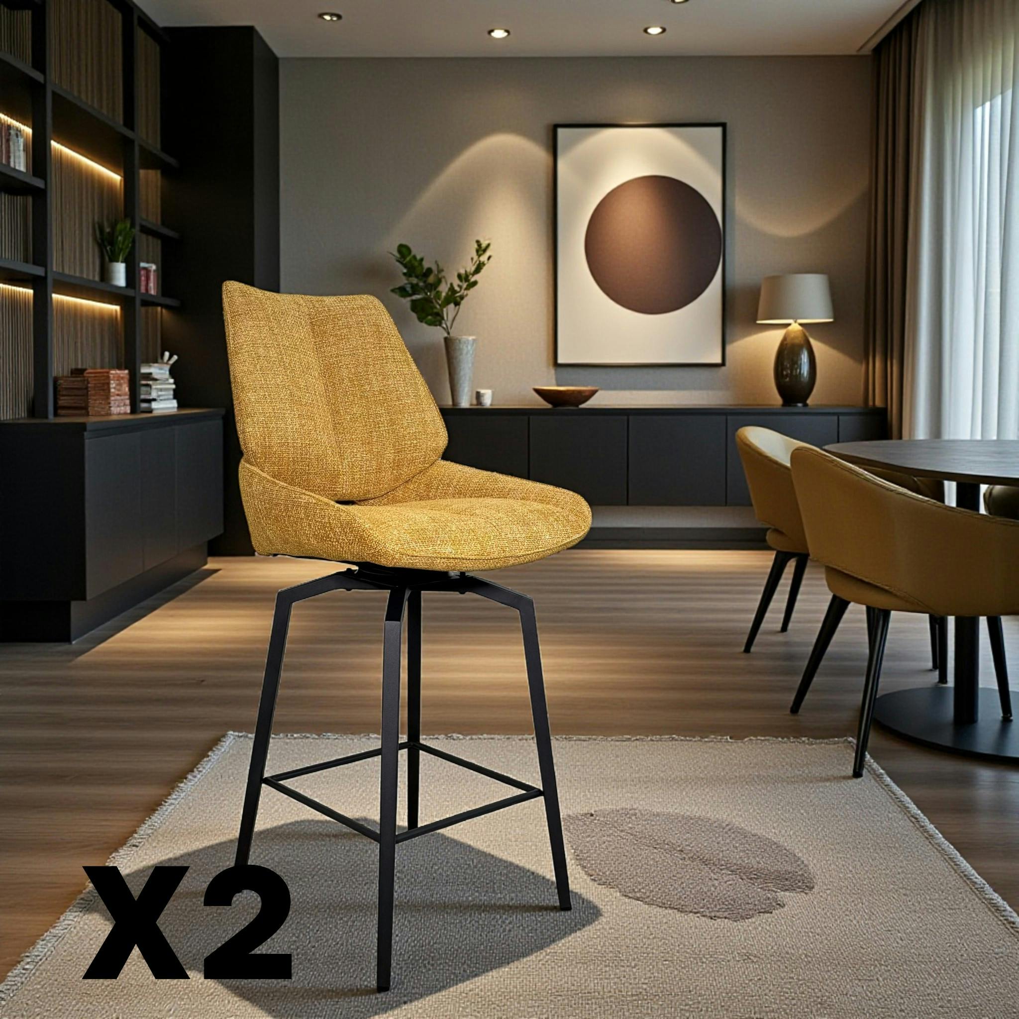 Chaise de bar pivotante moutarde assise baquet (lot de 2) LIGURIE