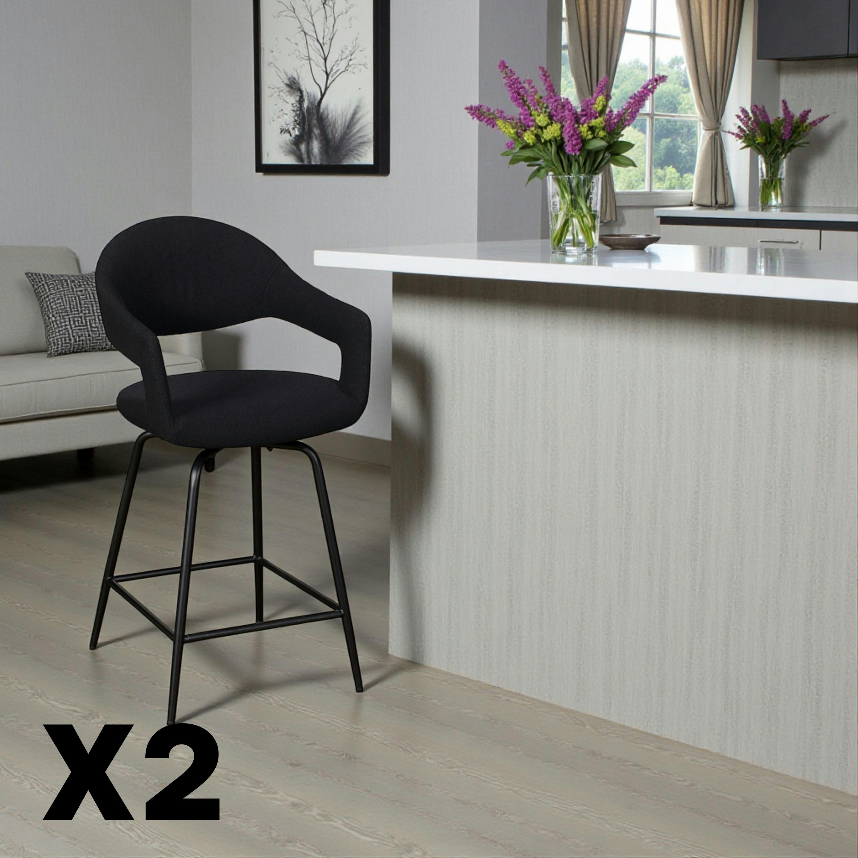 Chaise de bar pivotante noire à dossier ouvert (lot de 2) TREVI