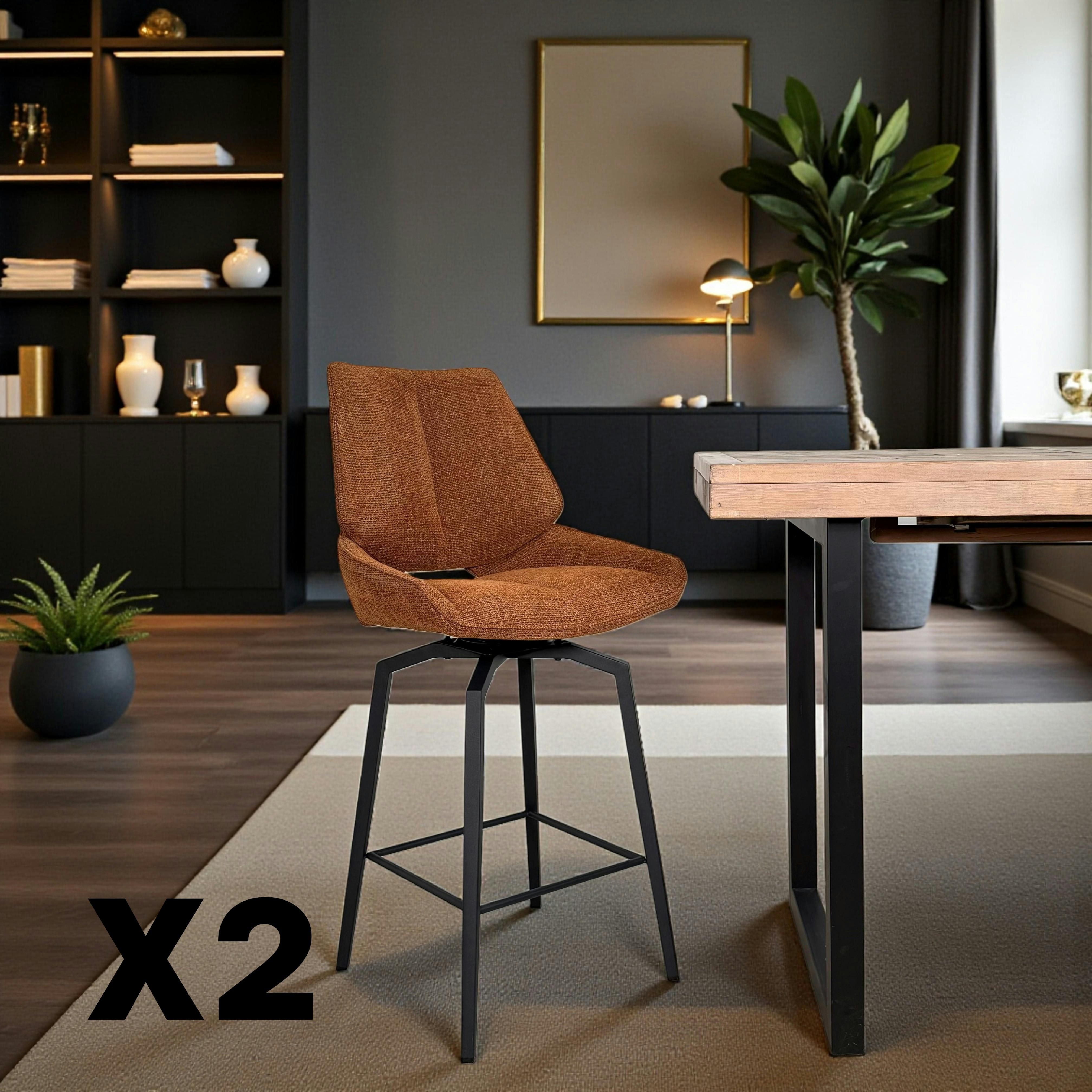 Chaise de bar pivotante rouille assise baquet (lot de 2) LIGURIE