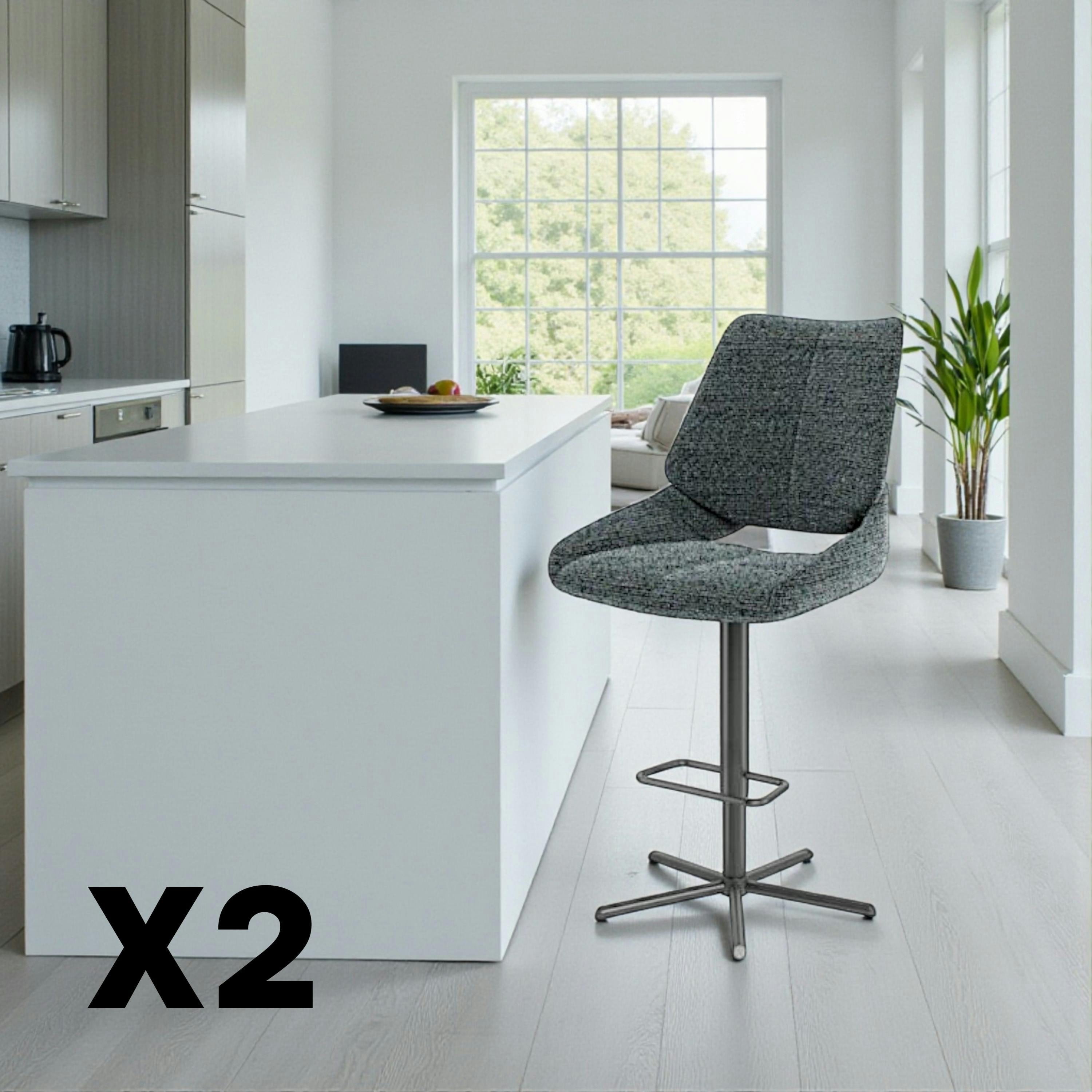 Chaise de bar réglable anthracite assise baquet (lot de 2) LIGURIE