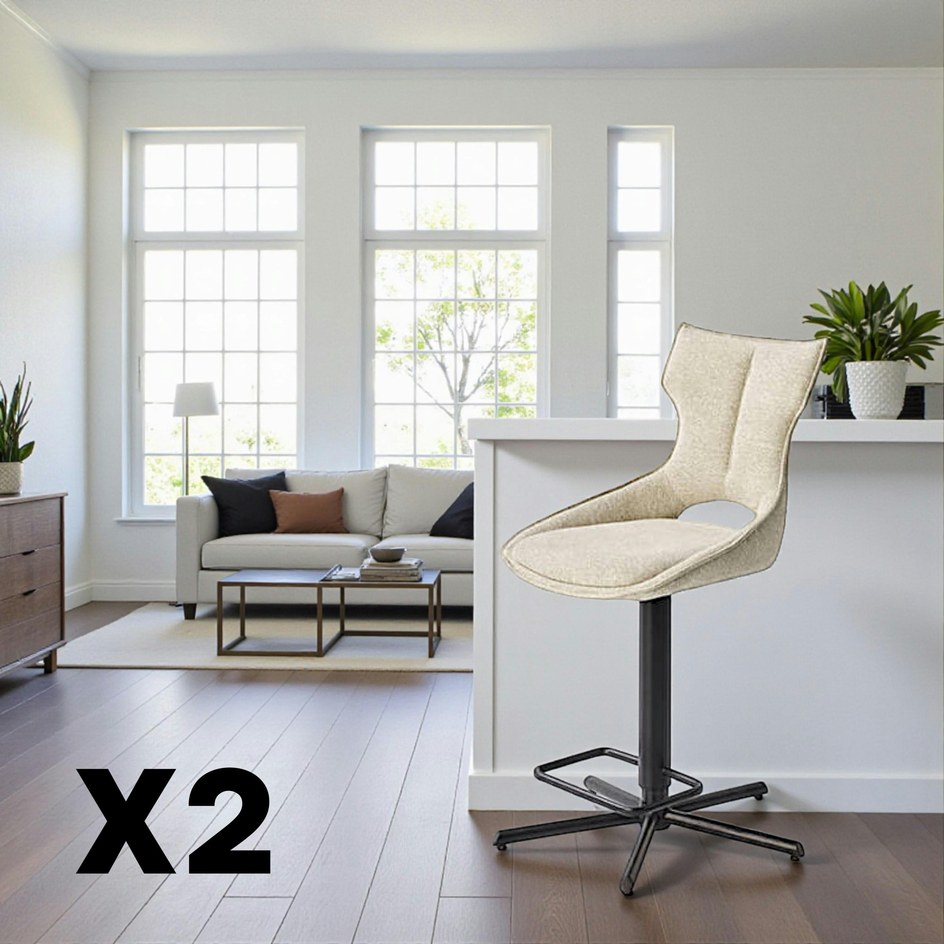 Chaise de bar réglable beige à dossier ouvert (lot de 2) LOMBARDIE