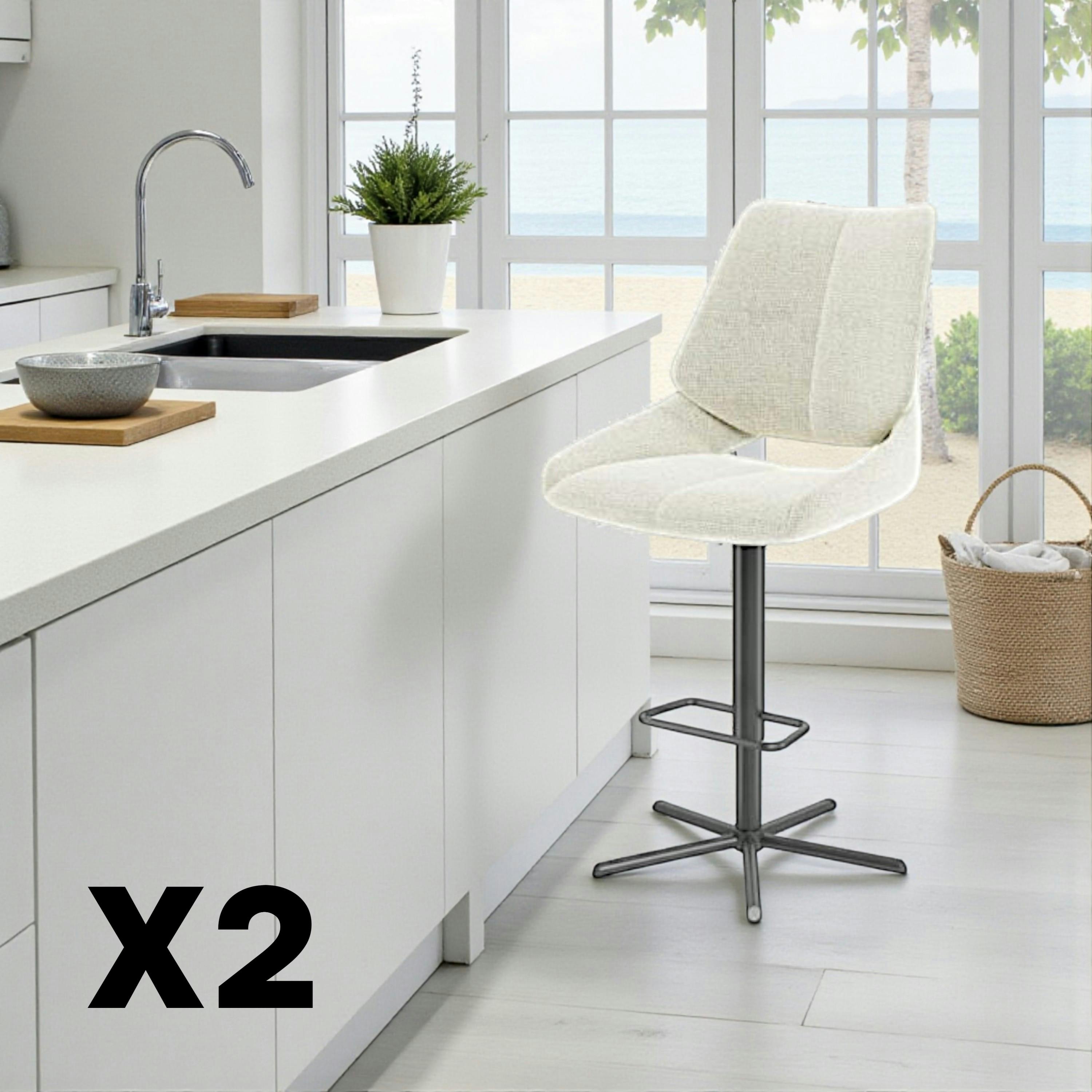 Chaise de bar réglable beige assise baquet (lot de 2) LIGURIE