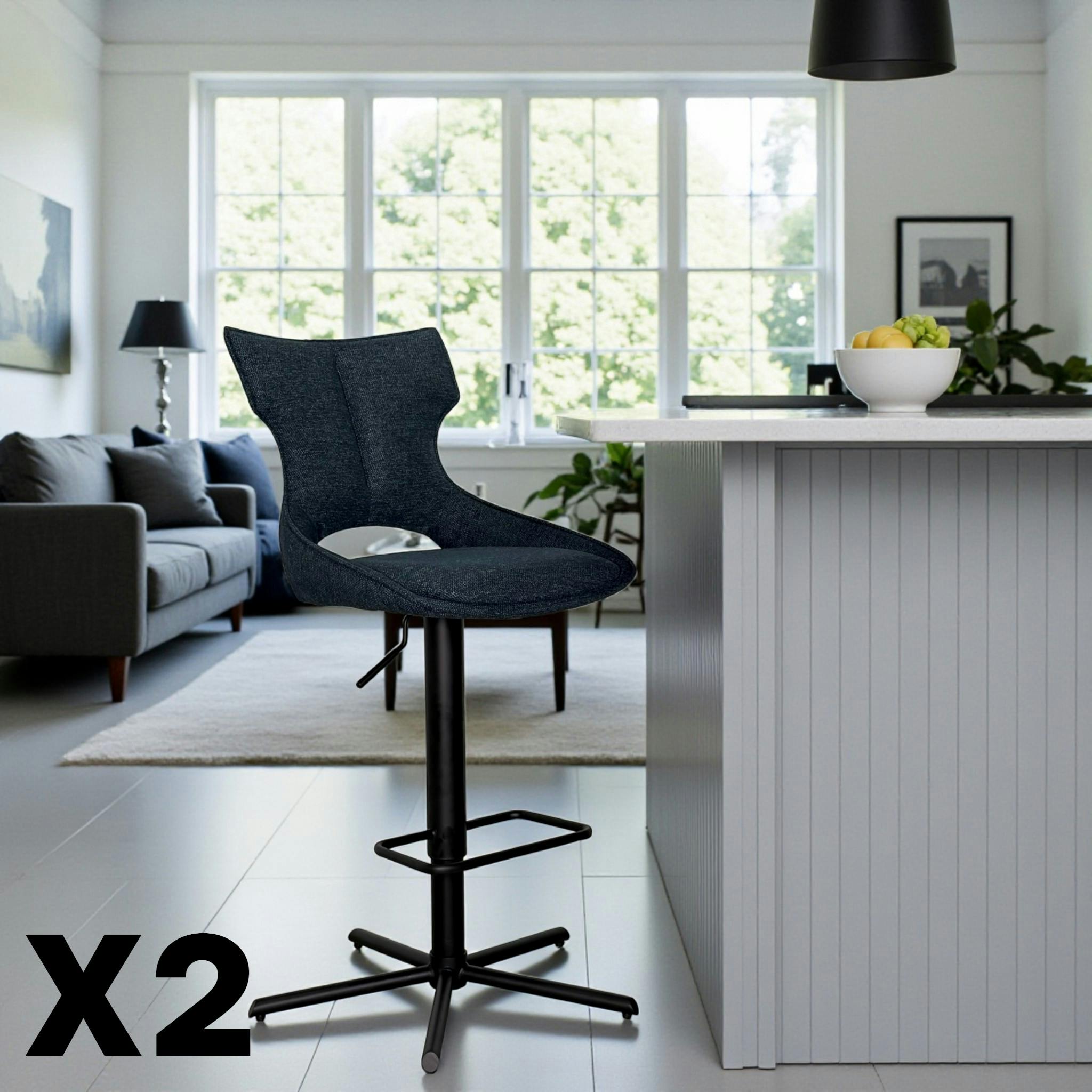 Chaise de bar réglable bleue à dossier ouvert (lot de 2) LOMBARDIE