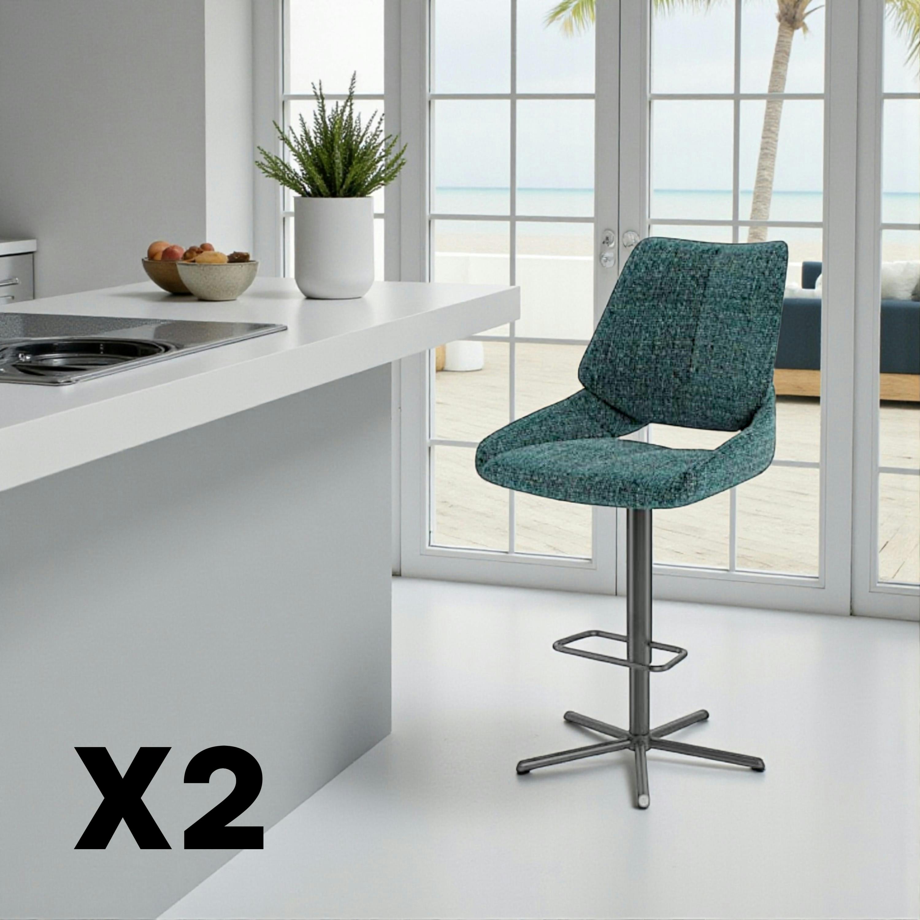 Chaise de bar réglable bleue assise baquet (lot de 2) LIGURIE
