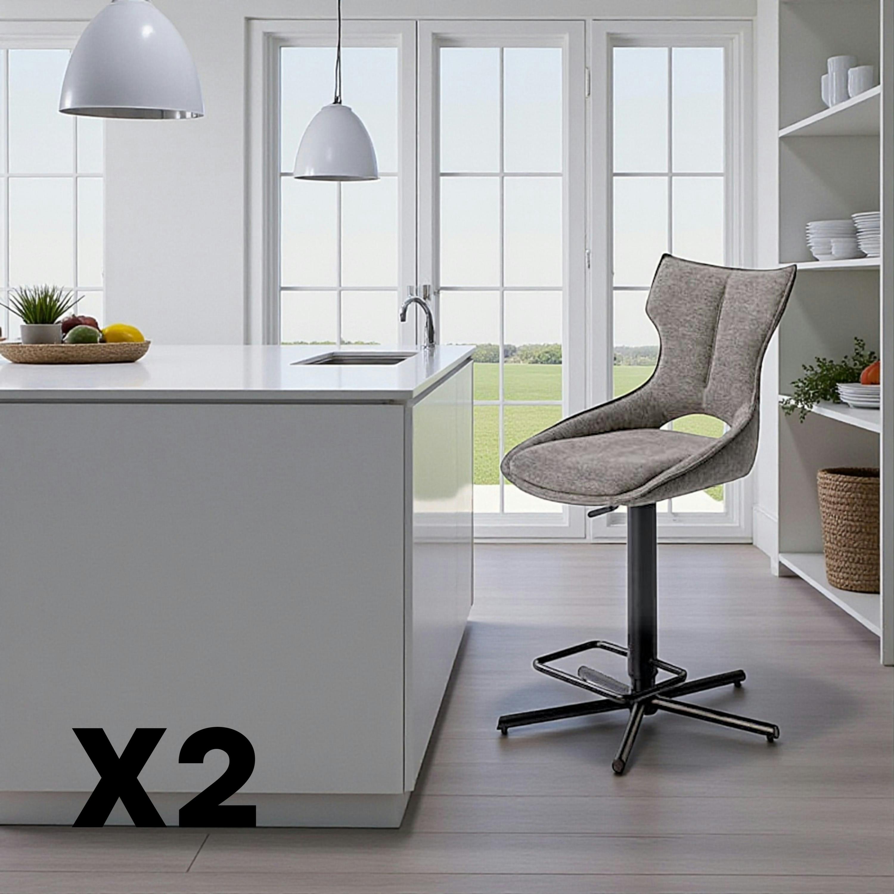 Chaise de bar réglable grise à dossier ouvert (lot de 2) LOMBARDIE