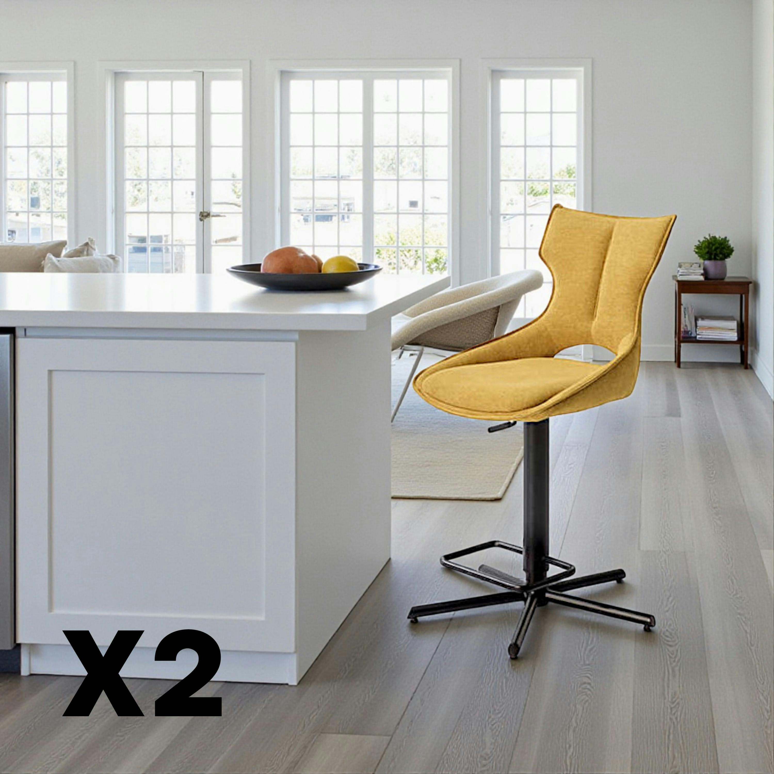 Chaise de bar réglable jaune dossier ouvert (lot de 2) LOMBARDIE
