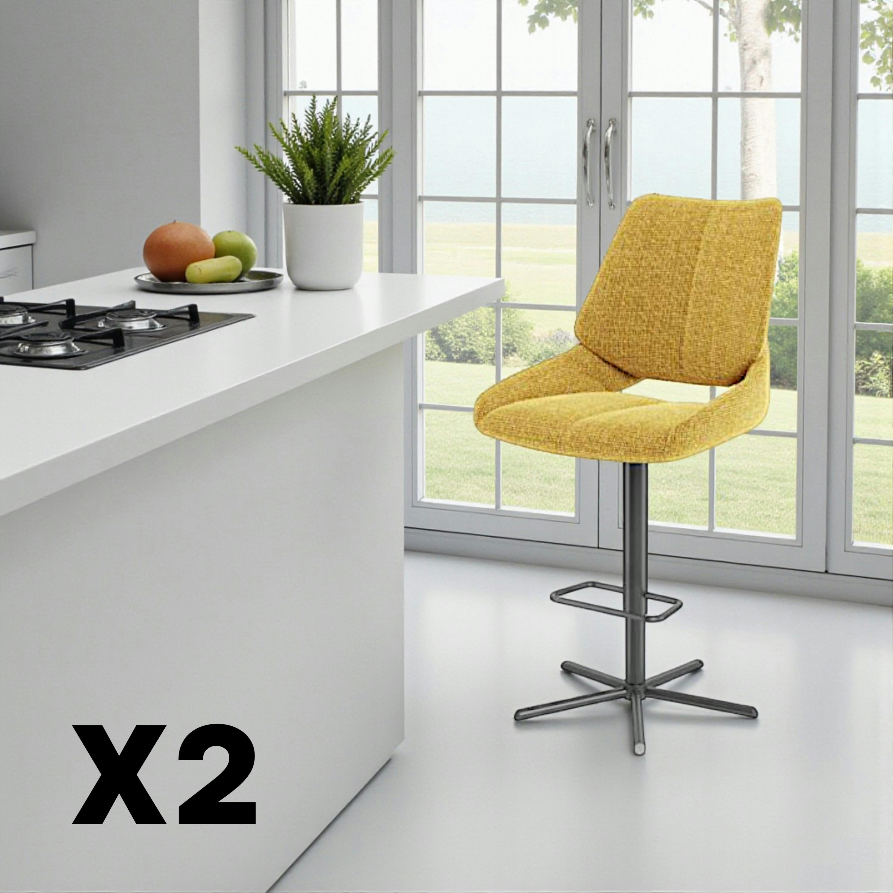 Chaise de bar réglable moutarde assise baquet (lot de 2) LIGURIE