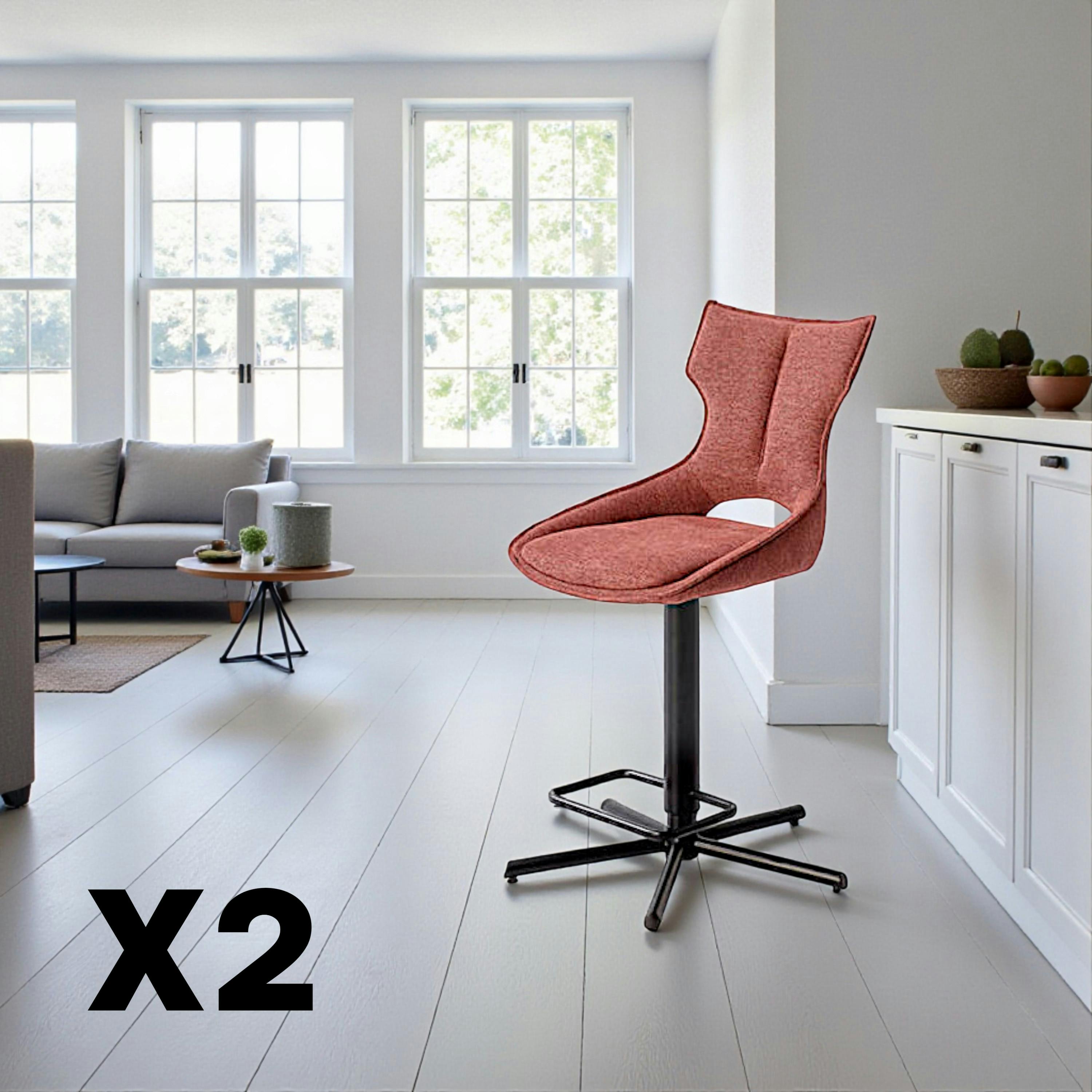 Chaise de bar réglable rose à dossier ouvert (lot de 2) LOMBARDIE