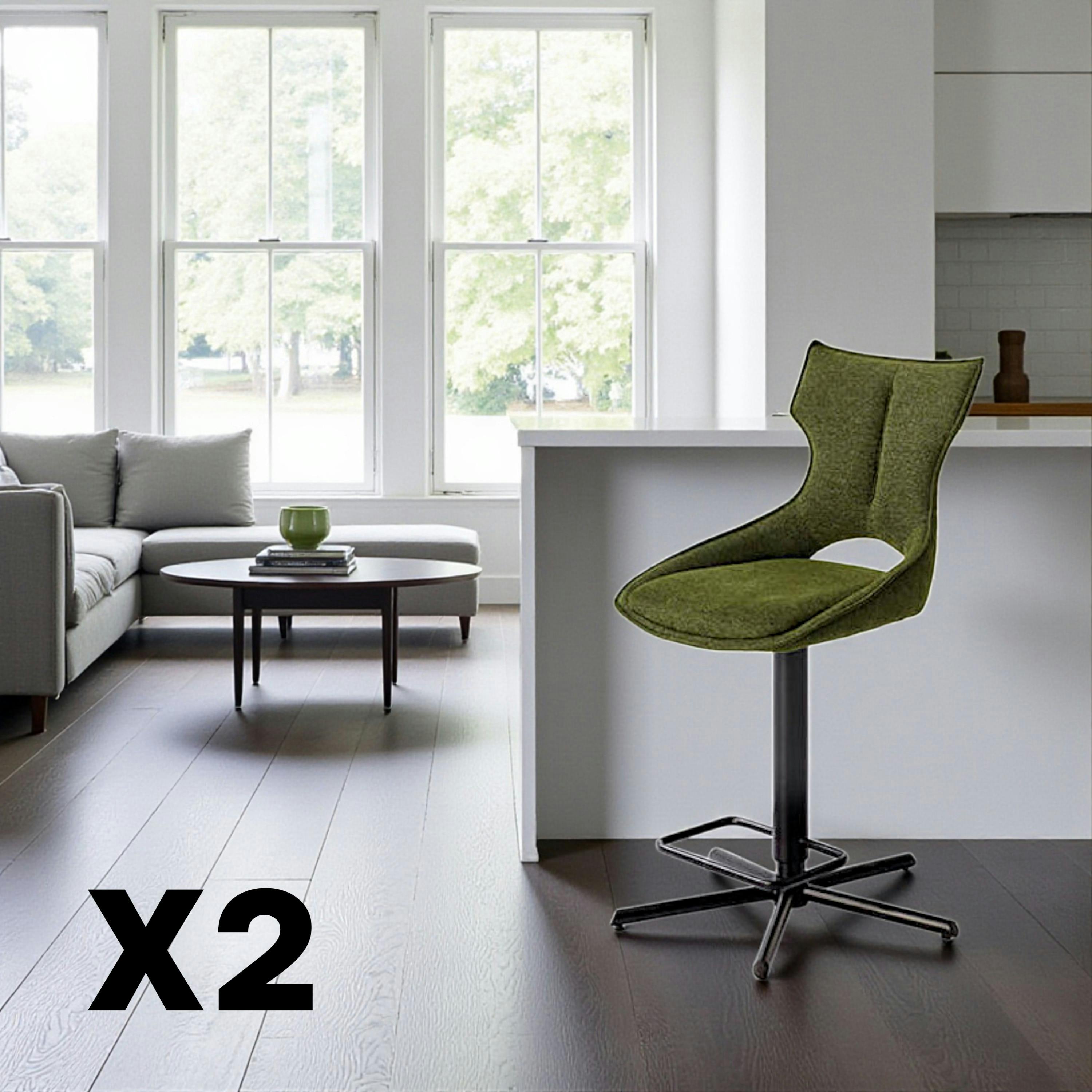 Chaise de bar réglable verte à dossier ouvert (lot de 2) LOMBARDIE